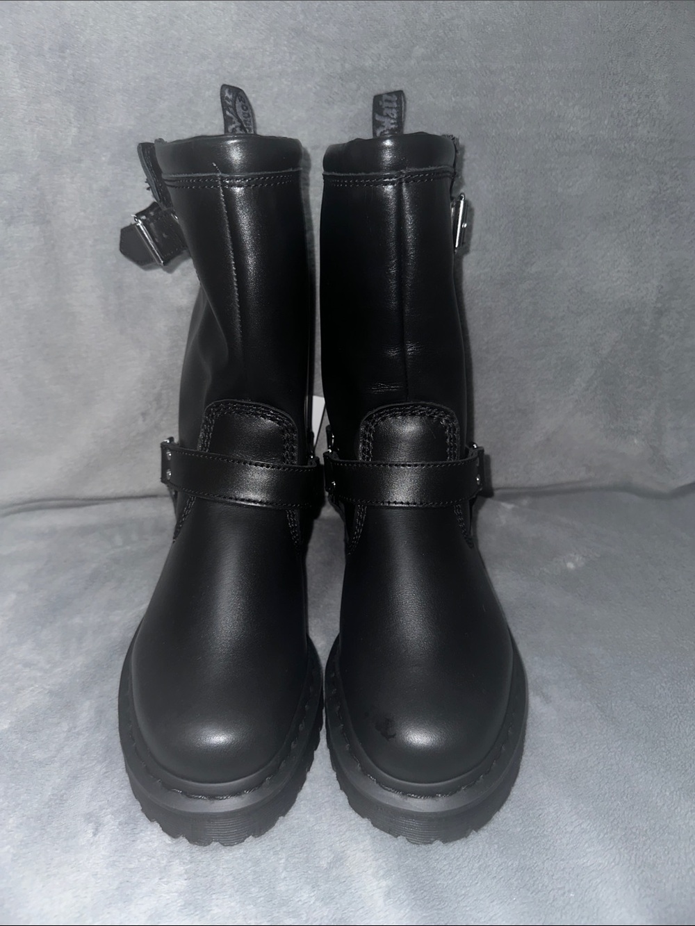 NWOB Dr. Martens Anistone Hi Leather Harness Biker Boots Women’s 9 Men’s 8 - Picture 5 of 12